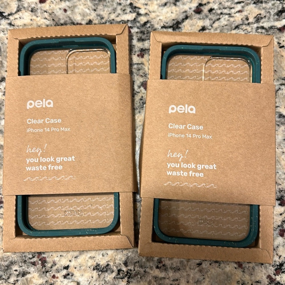 Two Pela Clear Cases for IPhone pro max 
Green and clear
Brand new in box
